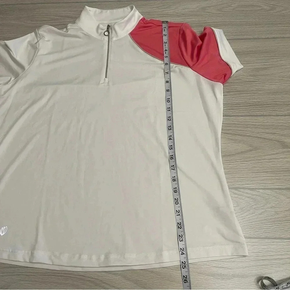 GG Blue Half Zip Polo White Pink Lightweight Golf Tennis Shirt Women’s size XL - Picture 9 of 11